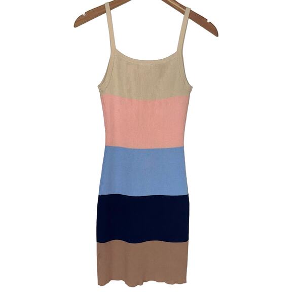 Storia Multi Color Striped Ribbed Bodycon Mini Dress Size Small - Picture 10 of 14